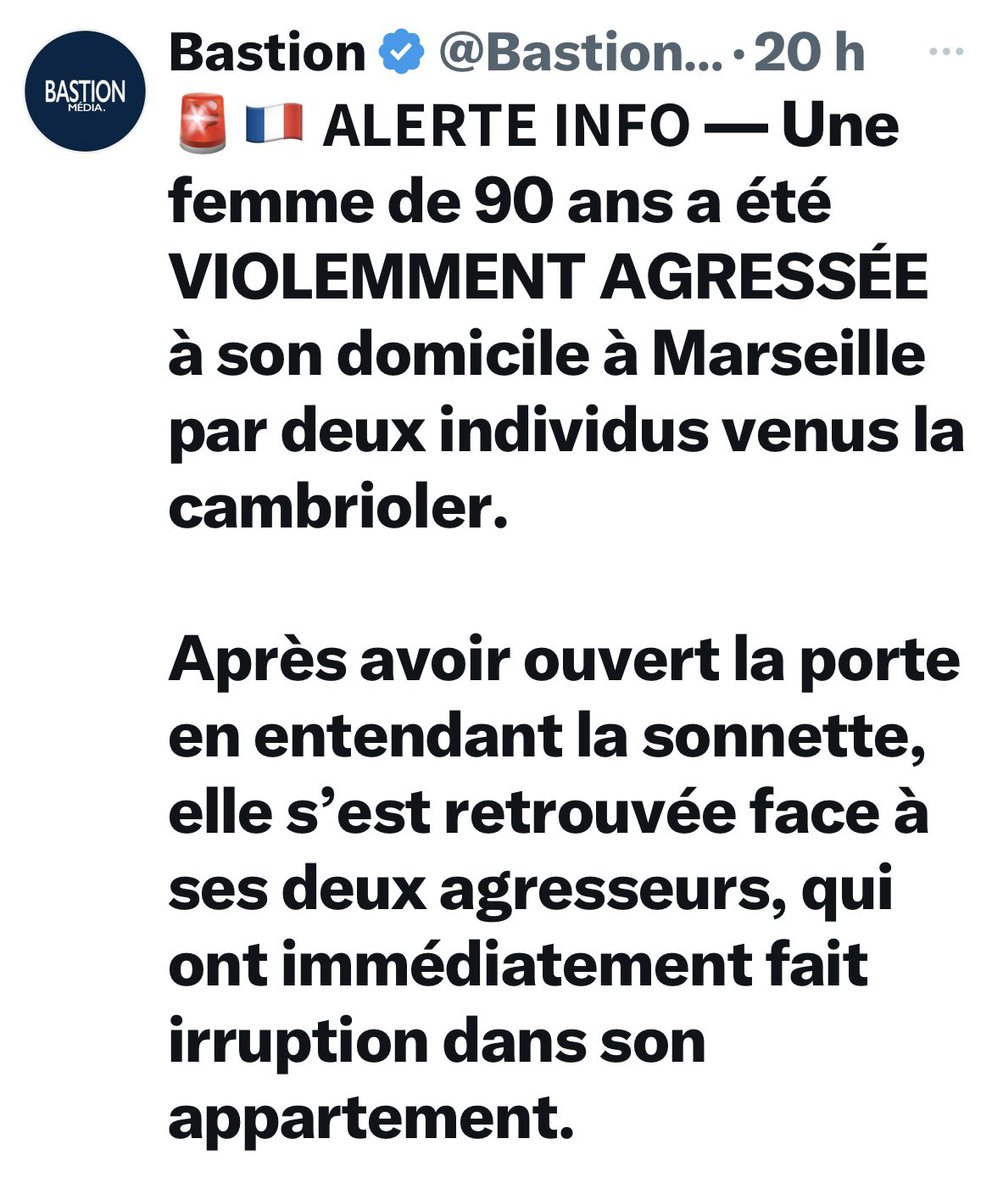 RudyManna2's tweet image. « Toujours plus loin!
Toujours plus haut!
Toujours plus fort! »😡
-Une mamie de 90 ans massacrée par des barbares
-Une femme meurt, touchée par des balles tirées à travers la porte de son appartement😱
À #Marseille c’est « Toujours plus grave »
Le maire @BenoitPayan va peut-être…