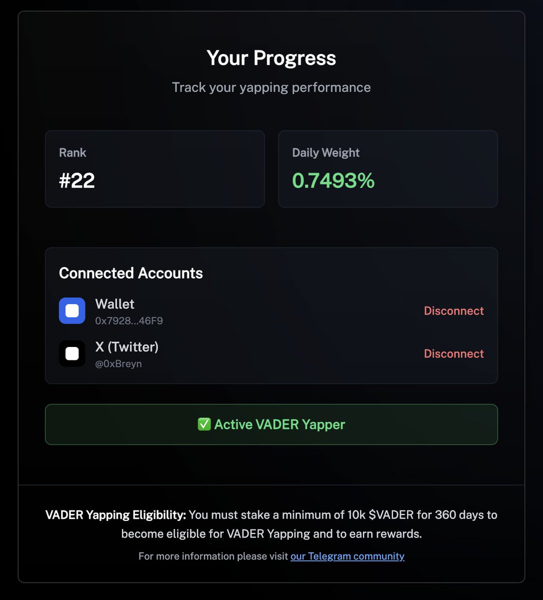 Brey da Monsta (@0xbreyn) on Twitter photo It's a beautiful day for me. How are things with you
I'm ranked #22 on $VADER and I think I can go even further.
The first round of proposals has been completed on <a href="/virtuals_io/">Virtuals Protocol</a>. The owners of veVirtual have exercised their rights, let's see what happens next. It's a beautiful day for me. How are things with you
I'm ranked #22 on $VADER and I think I can go even further.
The first round of proposals has been completed on <a href="/virtuals_io/">Virtuals Protocol</a>. The owners of veVirtual have exercised their rights, let's see what happens next.