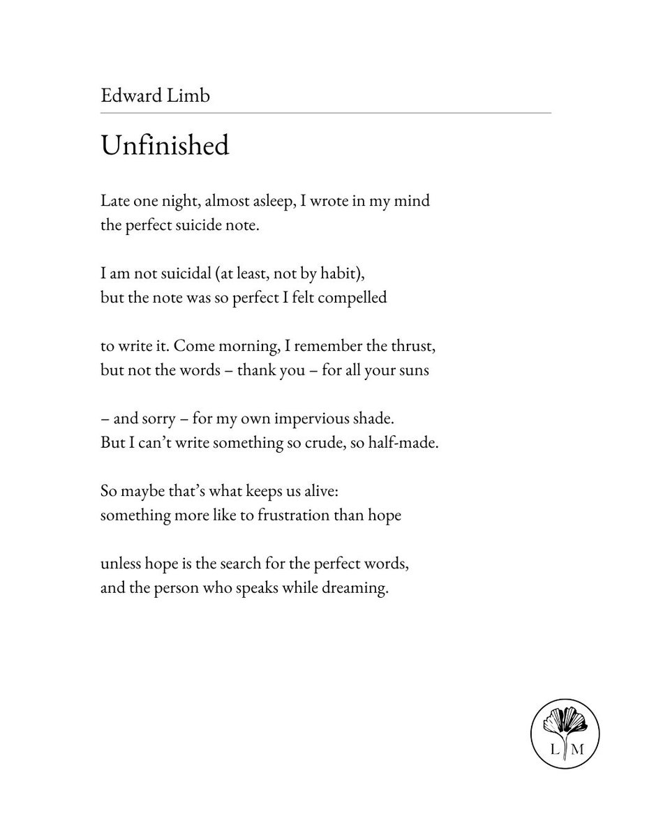 TheLondonMag's tweet image. 'Unfinished', a poem by Edward Limb from our June / July 2025 issue.
Subscribe for more like this: thelondonmagazine.org/subscription/
