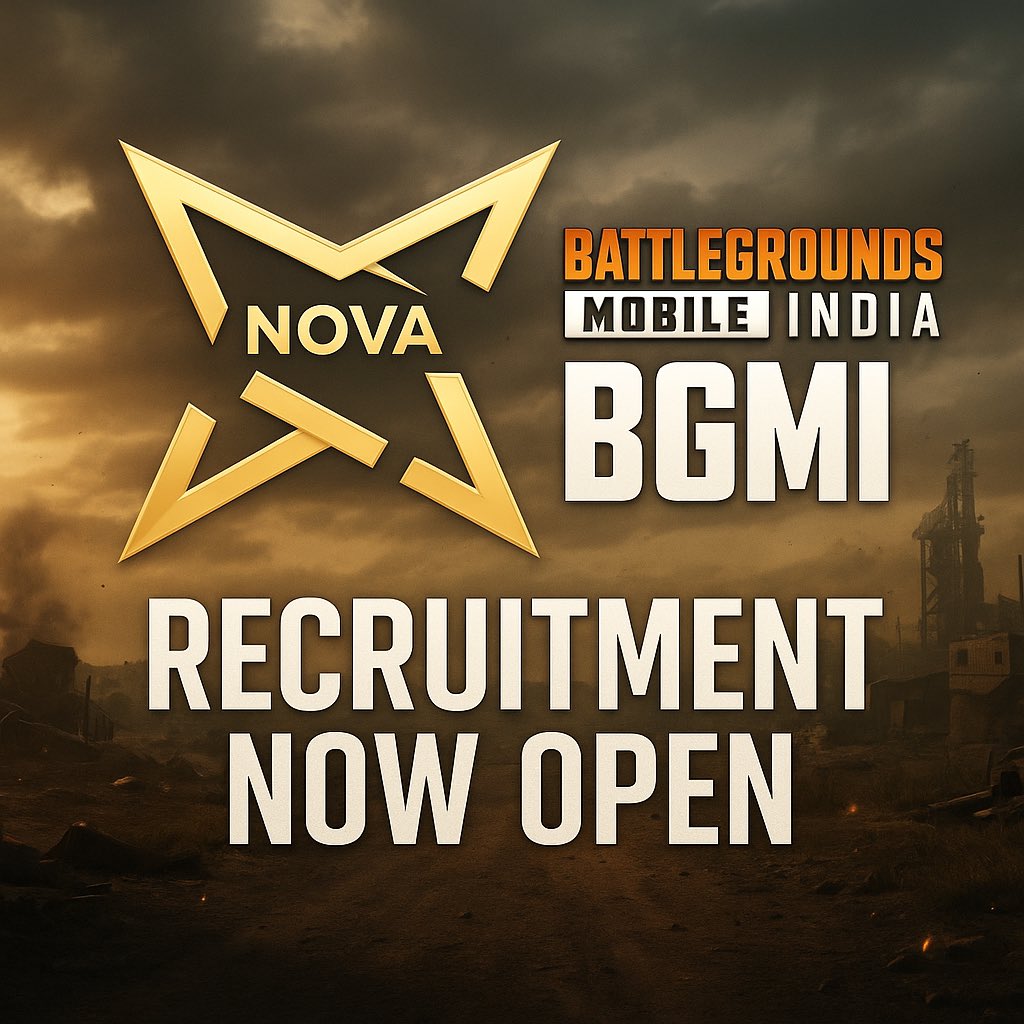 🔥 NOVA x BGMI – Recruitment Open! 🔥

We’re officially entering BGMI and looking for talented individual players or a full lineup to join our squad!

Think you’ve got what it takes?
📩 DM us or contact on Discord: _sarcastic.rony

Let’s build something great. 💪
#NOVA #BGMI