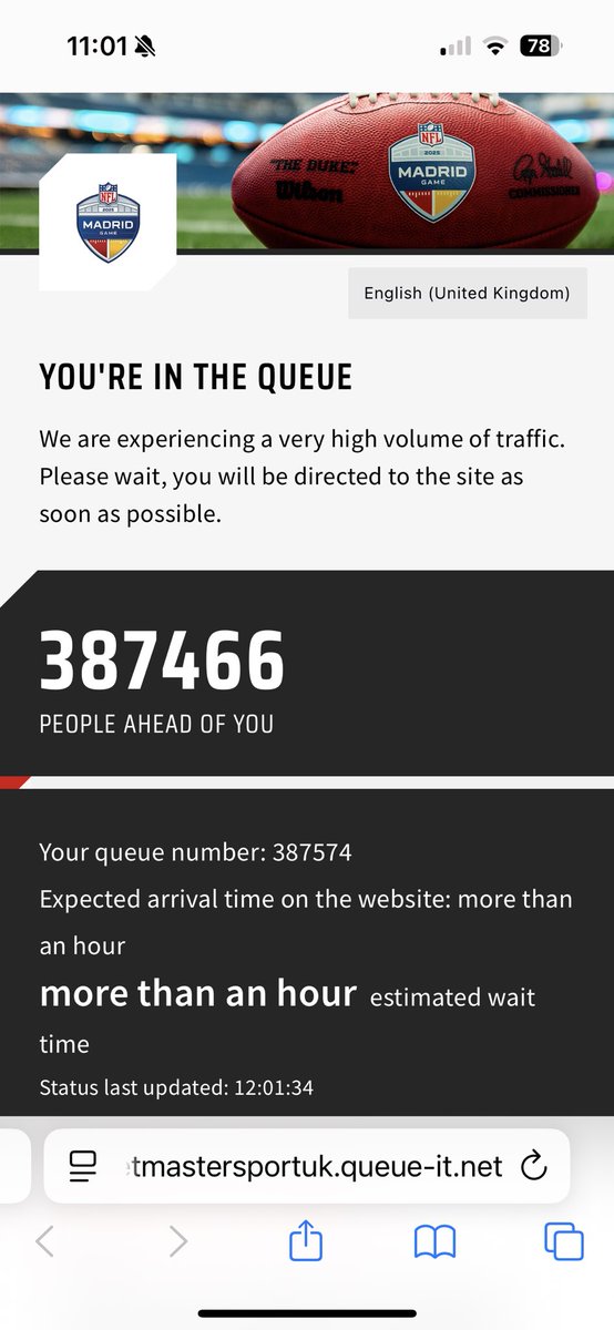 melvmanning's tweet photo. Well I was hoping I’d get lucky in the queue position but guess I’m in for a long wait today https://t.co/ckEkp4ObCS