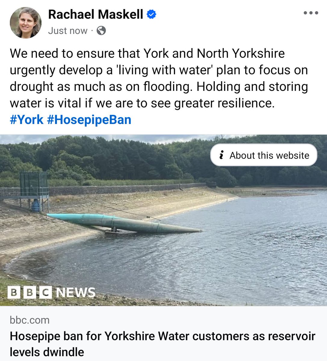 RachaelMaskell's tweet image. We need to ensure that York and North Yorkshire urgently develop a 'living with water' plan to focus on drought as much as flooding. Holding and storing water is vital if we are to see greater resilience.
#York #HosepipeBan