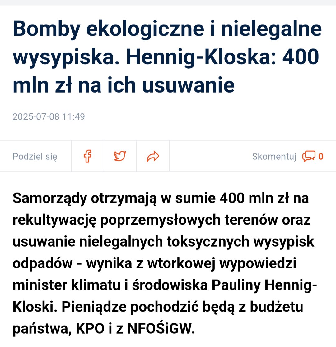 Lukasz_on_GPW's tweet photo. 400 mln zł na rekultywację poprzemysłowych terenów oraz usuwanie nielegalnych toksycznych wysypisk odpadów. Czyli co #Mobruk wkrótce to the moon?🚀🌕
https://t.co/pnZS1d43Fp https://t.co/Bhg26AAiXJ