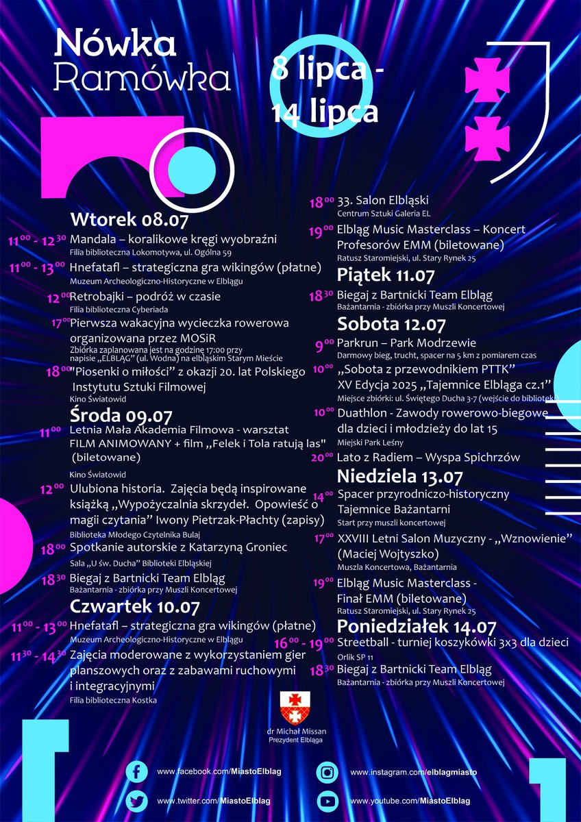 Nówka Ramówka 8-14 lipca!
Co w tym tygodniu dzieje się w mieście? 🤔 Koniecznie sprawdźcie, bo będzie się działo 🔥⬇️
#Elbląg #MiastoElbląg #CodziejesięwElblągu