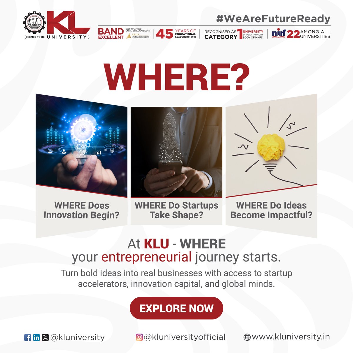 At KLU, innovation isn't just taught, it's lived. With dedicated startup incubation, expert mentorship, and industry connections, KLU empowers you to turn ideas into real impact. 

#InnovateAtKLU #StartupSuccess #EntrepreneurshipJourney #MentorshipMatters #TurnIdeasIntoImpact