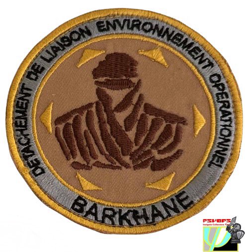 French patch from the anti ISIS Barkhane Operation. This version for the détachement de liaison pour l’environnement opérationnel = Liaison Detachment for the operational environment. A unit responsible for human engagement, outreach + influence activities - WANTED 🇫🇷 👻📢🤝