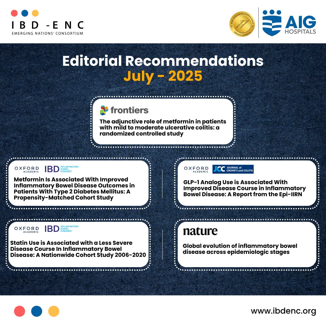 ibd_enc's tweet image. 🔰July 2025 Editorial Picks From metformin & GLP-1 analogs to statins - metabolic drugs show promise in IBD care. Plus, global IBD trends & UC remission insights.
🔗 ibdenc.org/ibd-journalscan
.
.
.
#IBDENC #IBD #UlcerativeColitis #Gastroenterology #ClinicalResearch