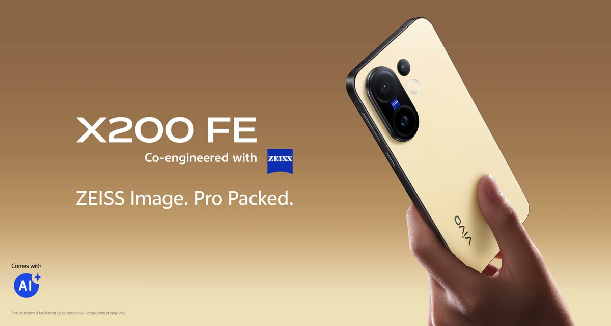 TechTadkaX's tweet photo. 🚨 Vivo X200 FE Launching in India on July 14 🇮🇳

📱 6.31” 1.5K AMOLED | 120Hz Smooth Display
⚙️ Dimensity 9300+ | 2.1M+ AnTuTu Score
📸 ZEISS Triple Cam: 50MP Main + 50MP Tele + 8MP Ultra-Wide
🔋 6500mAh Battery | 90W Fast Charging
💧 IP68/IP69 Rated | Slim at 7.99mm
💽 LPDDR5X RAM | UFS 3.1 Storage
Blazing fast, ZEISS sharp, built to last.
#vivoX200FE #vivoX200series #ZEISSImageProPacked