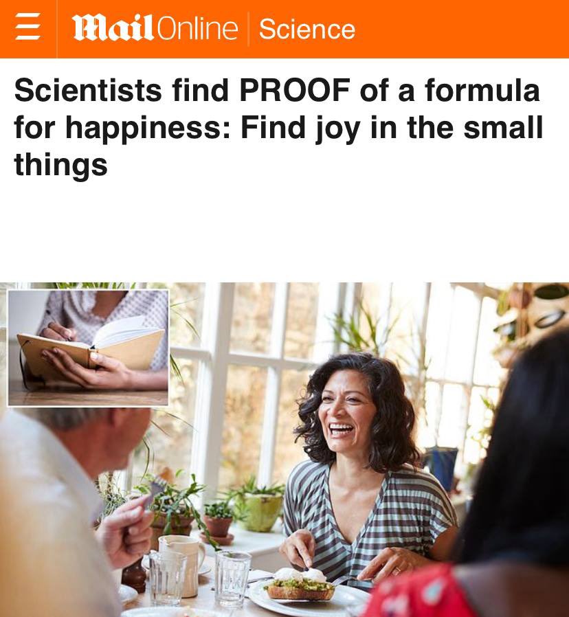 Вчені: щастя — це дрібниці. А щодня радіти простим речам — майже те саме, що провести рік у психотерапевта

5-10 хв на те, щоб помилуватись деревом, допомогти комусь чи порадіти за іншого — і ви вже менше стресуєте і краще спите 

Ну ок, спробуємо