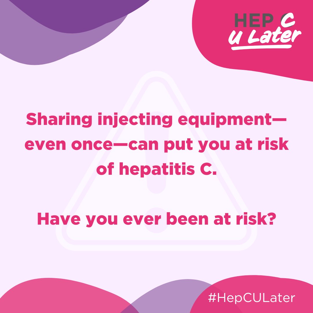 Sharing injecting equipment-even once-can put you at risk of hepatitis C. You might not have symptoms for years, even if your drug use is in the past. Protect your health-get tested today.
Order a test here: hepctest.nhs.uk/ref/recovery