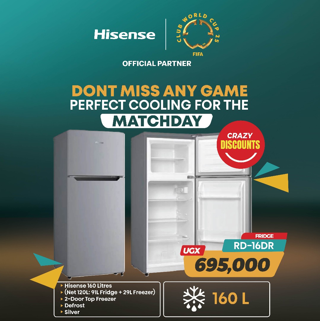 📷 Game on with Hisense!
Keep your drinks chilled and your snacks fresh with the 160L Hisense Fridge – RD-16DR!
📷 Perfect cooling for every matchday moment
📷 Now at only UGX 695,000 – CRAZY DISCOUNTS!
📷 2-Door | Defrost | Sleek Silver Finish
📷 Don’t miss this deal