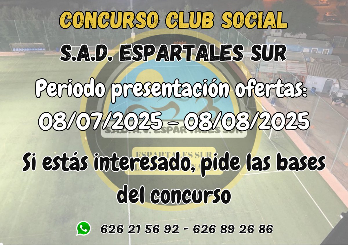 Si estás interesado en explotar el club social ponte en contacto con el club y te facilitamos las bases del concurso.