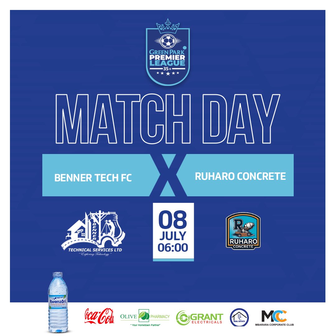 🔵𝗠𝗔𝗧𝗖𝗛𝗗𝗔𝗬!🔵🔥

 Benner Tech Fc 🆚 Ruharo Concrete

🏟️ Green Park Stadium
🏆 Premier league 
⏰ 6:00pm (EAT)

See you there ⚽️💙💙
#GreenParkPremierLeague 35+