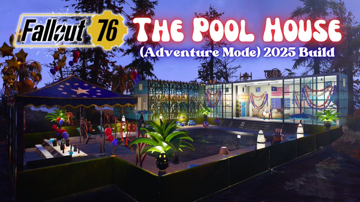 DakaTheWanderer's tweet image. Just a bit late for 4th oh July but oh well! Built an adventure version of The Pool House (it’s similar, but different)!

#Fallout76 #Fallout76Camp #Fallout76Camps 

WATCH HERE: youtu.be/hl7nw0gQWnk?si…