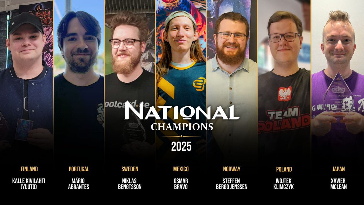Congrats to this week's National Championships winners! 🔥

Also, not shown in the picture!: 
Estonia - Nikita Laasmaa
Greece - Angelos Maxilaris
Latvia - Aleksejs Titovs 

📌 Check out the winning decklists: fabtcg.com/en/decklists/