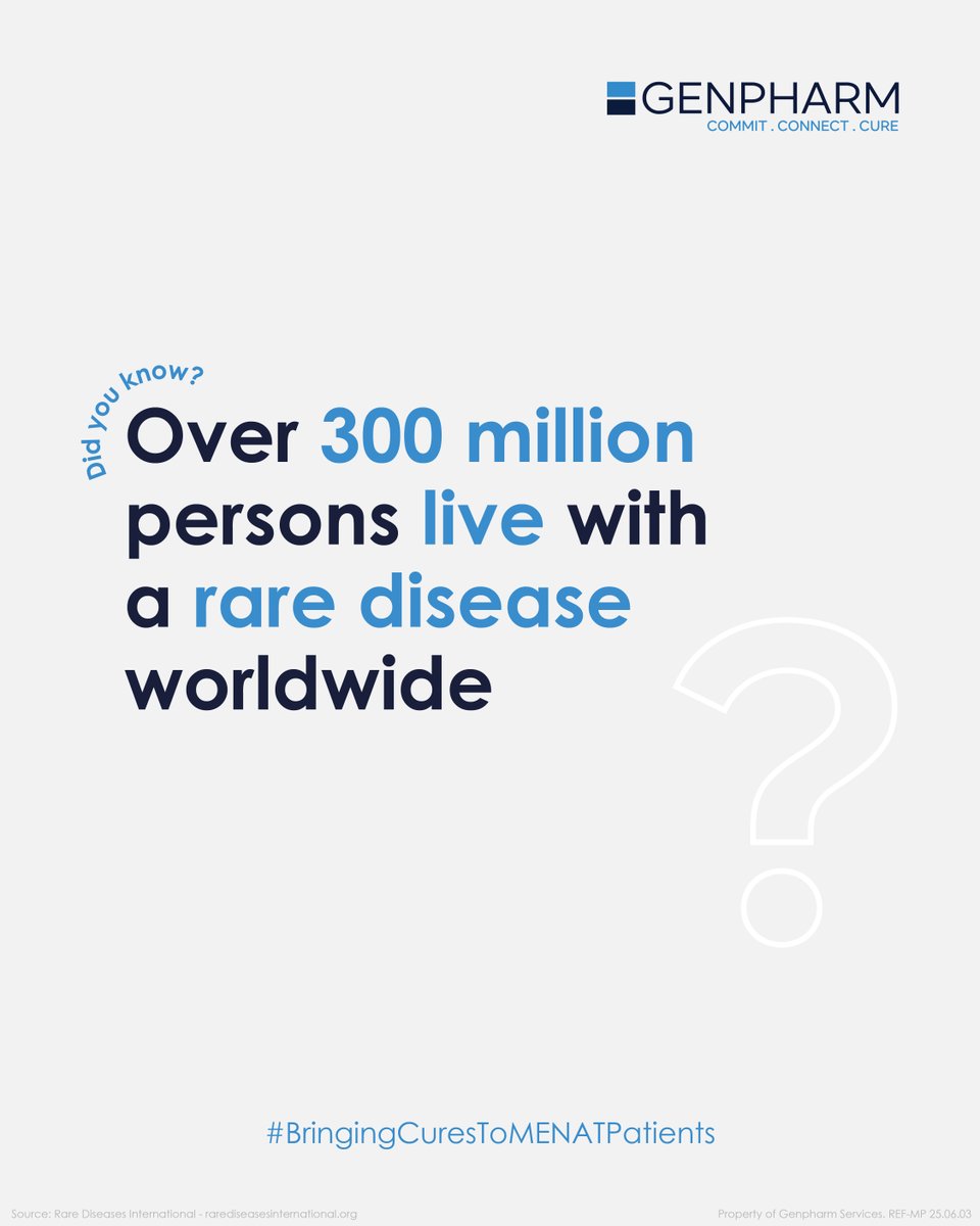 genpharmmena's tweet image. 300+ million people worldwide live with a rare disease.
That’s not rare, it’s overlooked.

#RareDiseases #GlobalHealth #Genpharm #PatientAwareness