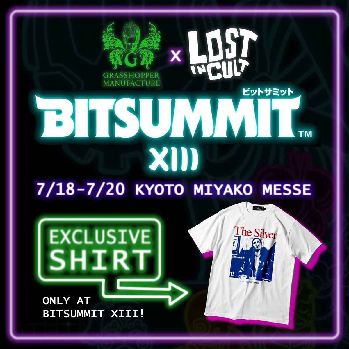 グラスホッパー・マニファクチュア (@grasshopper_jp) on Twitter photo 今年の #BitSummit に参加する!? #GhM は参加します!👍
<a href="/lostincult/">Lost In Cult</a>さんとのコラボで、みやこめっせ1階の第2展示場、ブースMD-004にて7月18(金)~20日(日)の間、既に出てるアイテムに加えてここでしか手に入らないこのBitSummit限定版カラーのクサビTシャツも販売しますので遊びに来て下さい!🤩 今年の #BitSummit に参加する!? #GhM は参加します!👍
<a href="/lostincult/">Lost In Cult</a>さんとのコラボで、みやこめっせ1階の第2展示場、ブースMD-004にて7月18(金)~20日(日)の間、既に出てるアイテムに加えてここでしか手に入らないこのBitSummit限定版カラーのクサビTシャツも販売しますので遊びに来て下さい!🤩