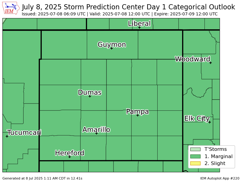 #SPC issues Day 1 Marginal Convective Risk at Jul 8, 6:09z for AMA spc.noaa.gov/products/outlo…