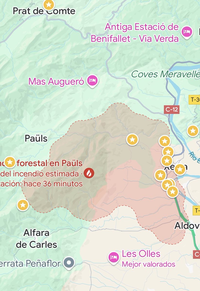Pels que no sou del terreno, l'#IFPaüls afecta de manera molt greu els termes de Paüls i Xerta, a banda i banda de la carretera sinuosa que uneix les poblacions. És una zona forestal, molt bonica, amb conreus de secà a la part baixa, sobretot oliveres.