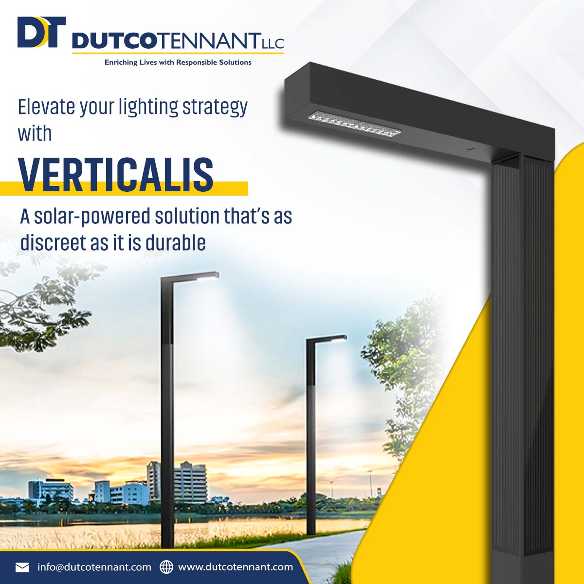 Dutco Tennant LLC (@dutcotennant) on Twitter photo Smart, sleek & sustainable! Discover Verticalis—our 100% solar streetlights. Ideal for modern cities.
Want to know more? Reach us at info@dutcotennant.com.
#SmartLighting #LightingSolutions #RenewableEnergy #SolarLighting #DutcoTennantLLC Smart, sleek & sustainable! Discover Verticalis—our 100% solar streetlights. Ideal for modern cities.
Want to know more? Reach us at info@dutcotennant.com.
#SmartLighting #LightingSolutions #RenewableEnergy #SolarLighting #DutcoTennantLLC