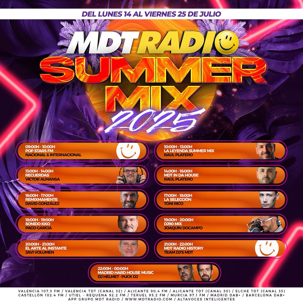 💥 ¡Bombazo! 🏖️ ¡<a href="/mdtradio/">MDT RADIO</a> Summer Mix!
📡 Programación Especial Verano 2025
😎 Del Lunes 14 al Viernes 25 de Julio 🙌
📻 ¡Llévanos contigo! 💻 mdtradio.com

#ProgramaciónEspecial #PrimerBombazoDelVerano #GrupoMDTradio #LaEmisoraDelRemember