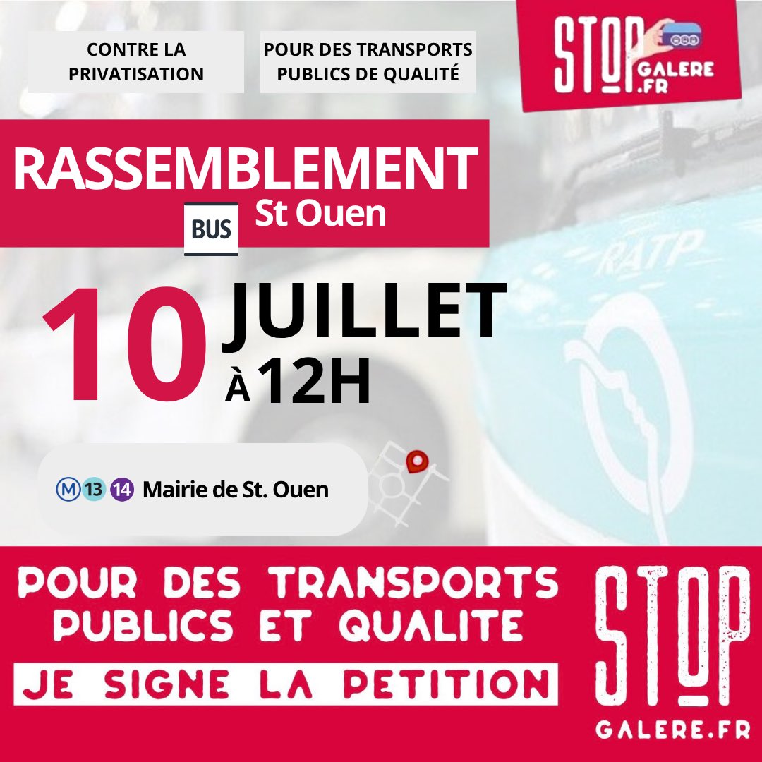 STOPGALEREIDF's tweet image. 🚌 Dès novembre 2026, 13 entreprises de droit privé remplaceront la RATP sur son réseau de bus à Paris et en petite couronne

Dumping social, désorganisation… usagers et salariés se retrouvent dans la même galère 

👉🏼 Retrouvons-nous le 10 juillet à l’appel de la @CgtRatp
