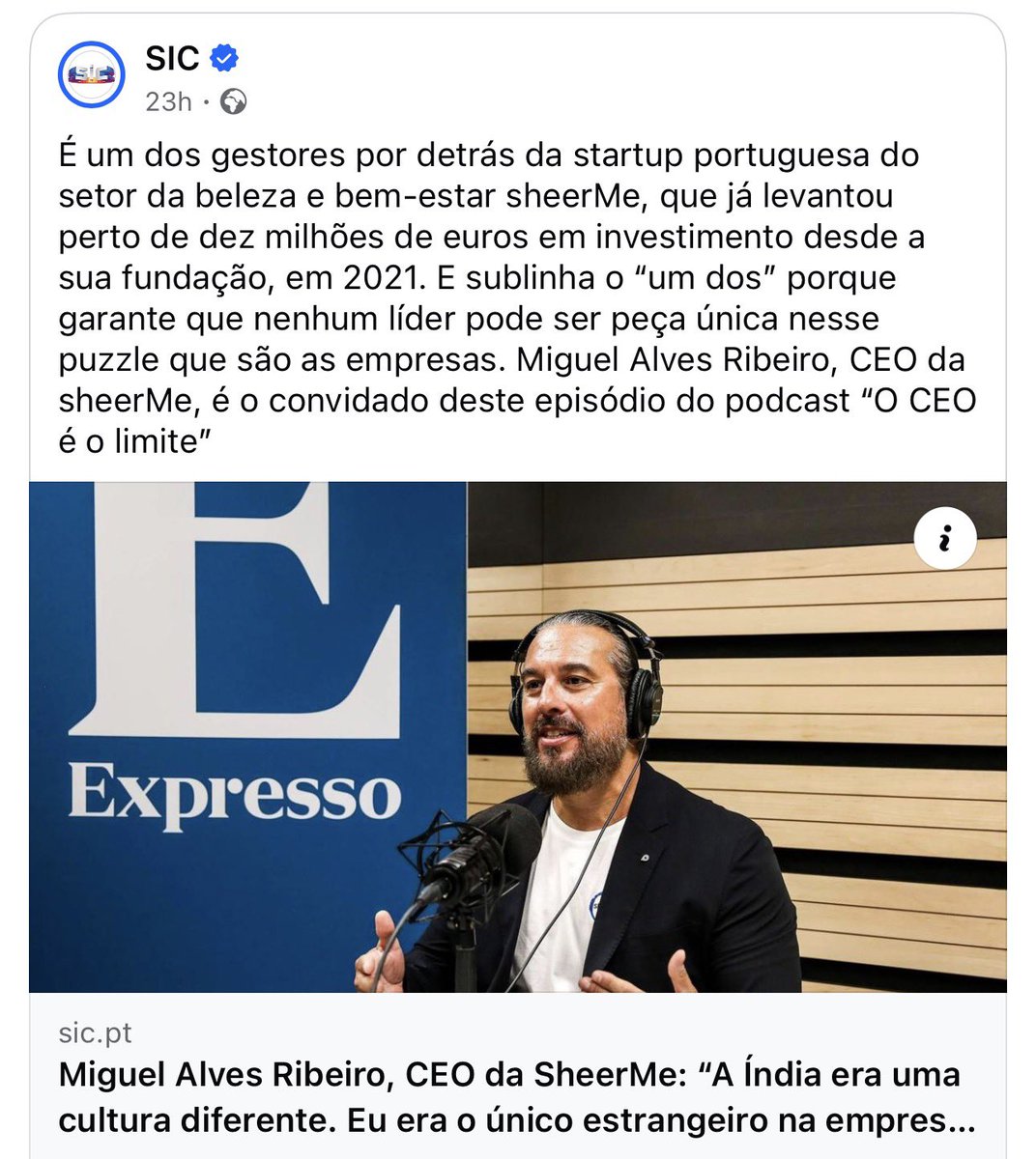 Para ler o artigo na <a href="/SICNoticias/">SIC Notícias</a> e ouvir o podcast no “CEO é o Limite” no <a href="/expresso/">Expresso</a> 👇

👉 Link para o artigo completo abaixo 👇

sic.pt/podcasts/o-ceo…