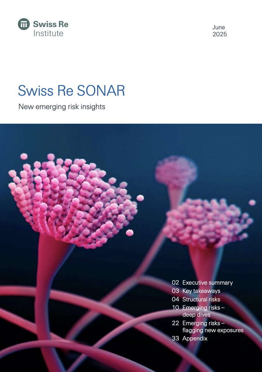 Opportunity or Threat: How re/insurers should consider emerging risks?

→ linkedin.com/posts/florian-…

SwissRE details its vision of how these growing challenges are evolving, highlighting major ones the industry needs to get ready to tackle.