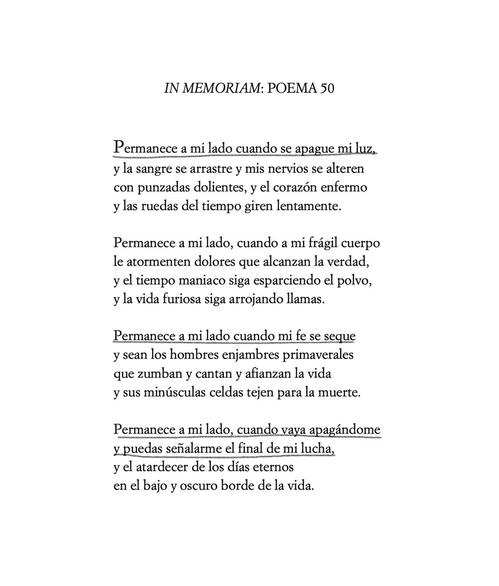 Obsesión por este poema de Tennyson: «Permanece a mi lado cuando mi fe se seque».