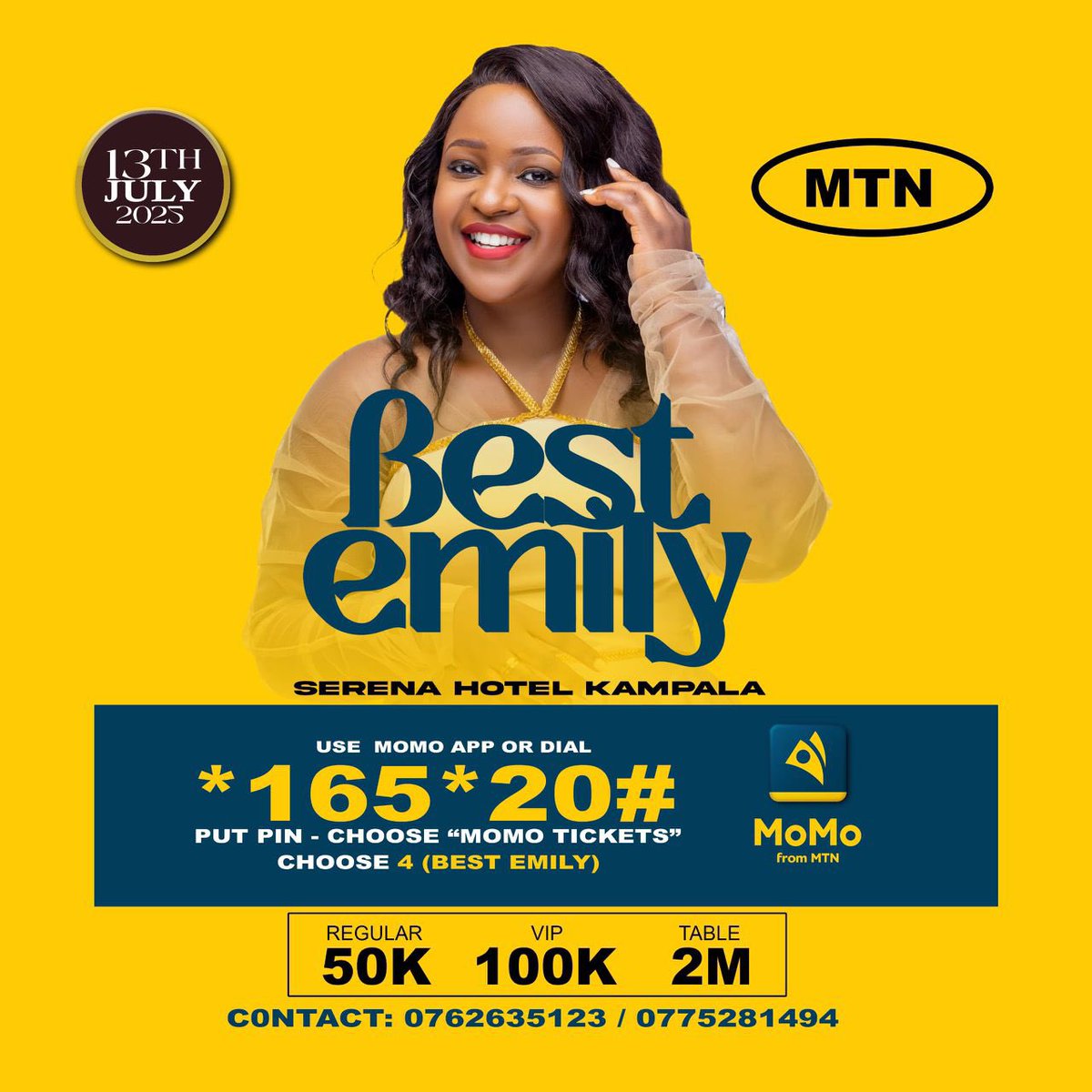 levixone's tweet image. Good people let us all go and support our sister if you love gospel music the place to be is Serena hotel as we celebrate Jesus Christ with our own @BestEmily5 .. grab a ticket @mtnug #momopay