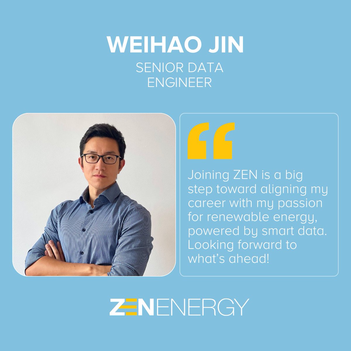 Please welcome Weihao Jin as a Senior Data Engineer.
With a strong background in energy and AI, he brings a passion for leveraging data to drive the energy transition. Jin is a coffee lover, a proud furkid dad, and enjoys chasing beach sunrises. Welcome aboard! 

#WelcomePost
