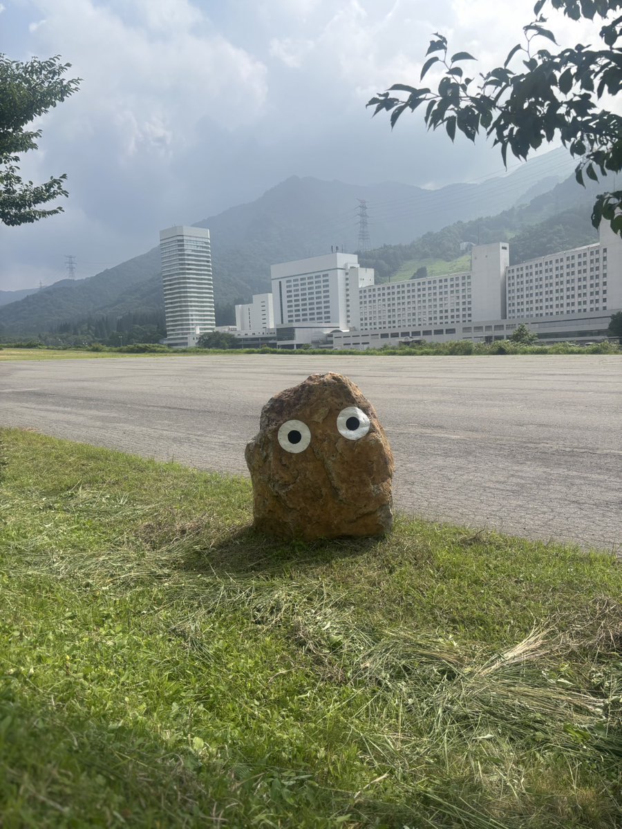 fujirock_jp's tweet photo. 本日のゴンちゃん👀🪨

苗場プリンスホテルを背景に、
#フジロック 準備万端のゴンちゃんを発見🔍

設営が始まったばかりの静かな苗場で、
皆さんが来るのを今か今かと待っています❤️‍🔥

#苗場通信 https://t.co/B118zSaajc