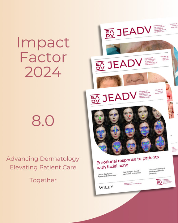TheJEADV's tweet image. 𝗜𝗺𝗽𝗮𝗰𝘁 𝗙𝗮𝗰𝘁𝗼𝗿 𝟮𝟬𝟮𝟰 📢
#JEADV remains among the top in #dermatology 🌍
Thanks to our editorial team, authors, peer reviewers, and supportive community.
Together, we advance #dermatological research and #patientcare.
