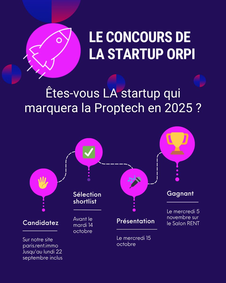 🚀 #Startups de la #Proptech : à vous de jouer !

Le Concours de LA Startup RENT ORPI revient comme chaque année pour révéler l’innovation immobilière la plus prometteuse de 2025.

Remplissez le formulaire et tentez votre chance ici : paris.rent.immo/fr/callforpape…