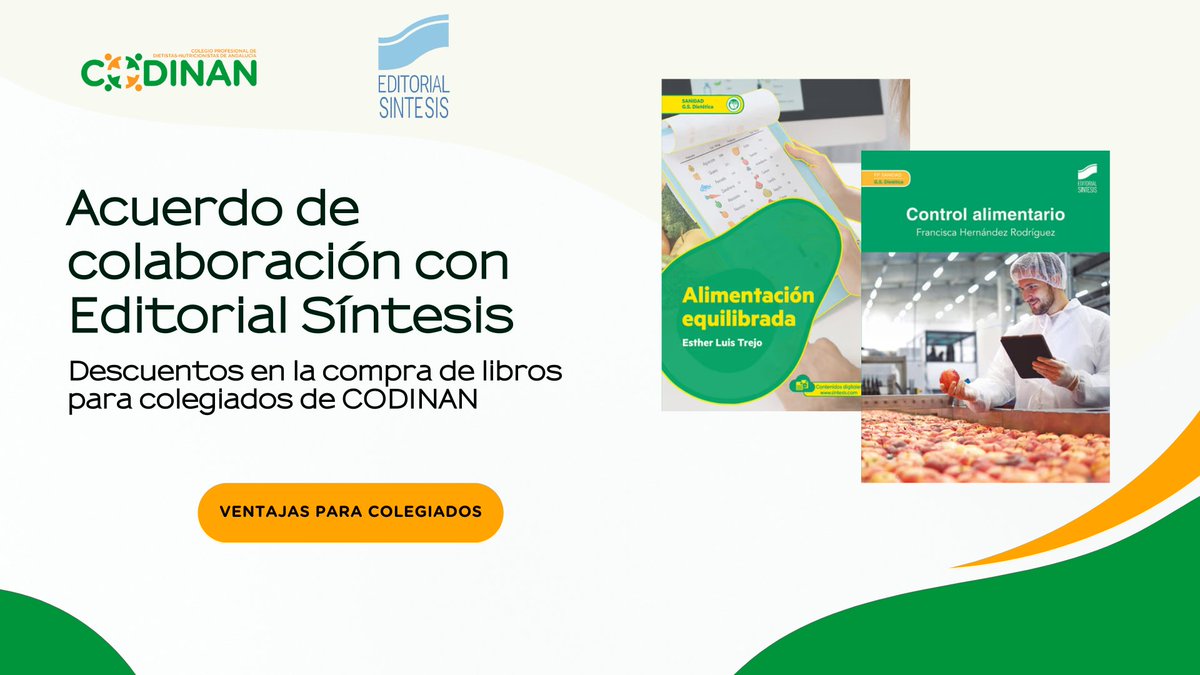 ¡Nuevo acuerdo de colaboración! 🤝

📖 Acabamos de firmar un convenio con <a href="/edsintesis/">Editorial Síntesis</a> que permitirá a nuestros colegiados beneficiarse de un 10% de descuento en la compra de libros.

 ℹ️ Descubre más: codinan.org/acuerdo-de-col…