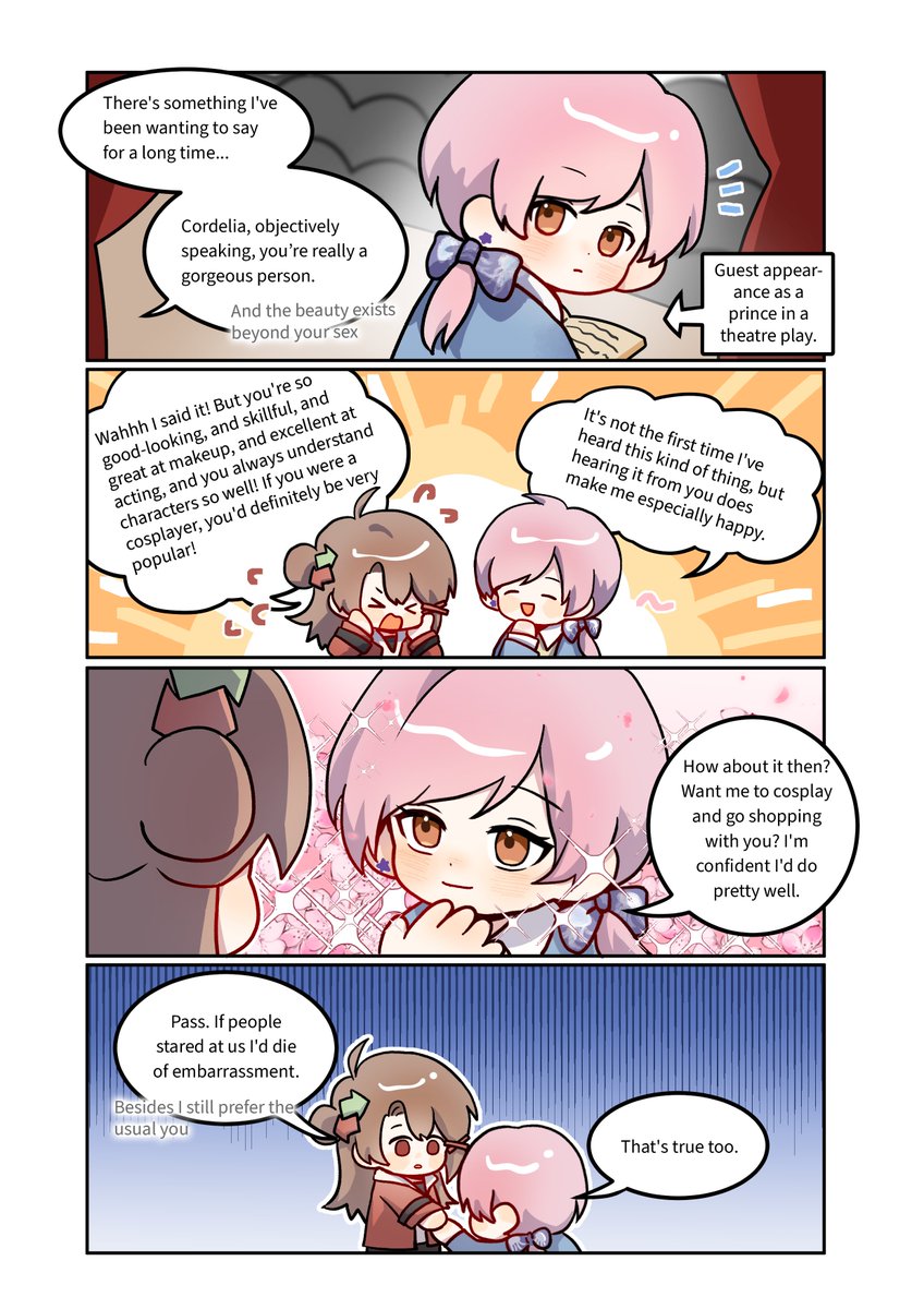 SenseiMuch38988's tweet image. "How about it then? Want me to cosplay and go shopping with you? I'm confident I'd do pretty well."
❤️Sensei! I Like You So Much! Official Four-Panel Comics
❤️Cordelia Chapter
"So Gorgeous" & "Masterpiece"
#Senseisuki #indiegame #Steam