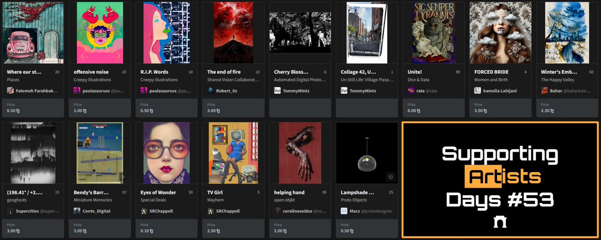 S.A.D.#53 is officially a wrap!

Huge thanks to every artist who shared their creations with us throughout the week at farcaster 😍 your contributions made this round of Support Artists Days truly special. And guess what? A brand new edition kicks off this Saturday, right here on