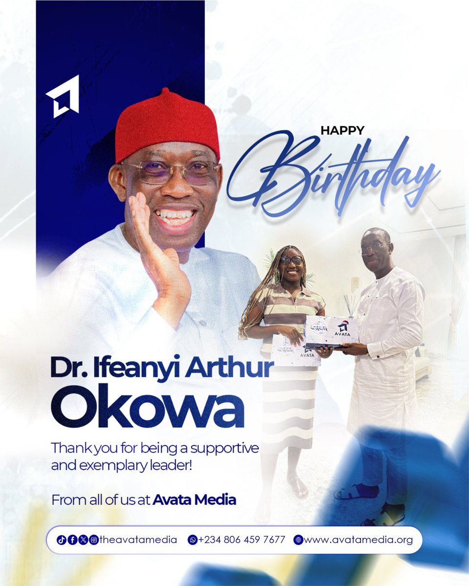 theavatamedia's tweet photo. Happy Birthday, Your Excellency, Sen. Dr. Ifeanyi Arthur Okowa

Today, we proudly celebrate not just your 66th birthday, but also the outstanding role you have played in supporting the growth and success of AVATA Media here in Delta State.

#OkowaAt66 https://t.co/3hL0fjGuwD