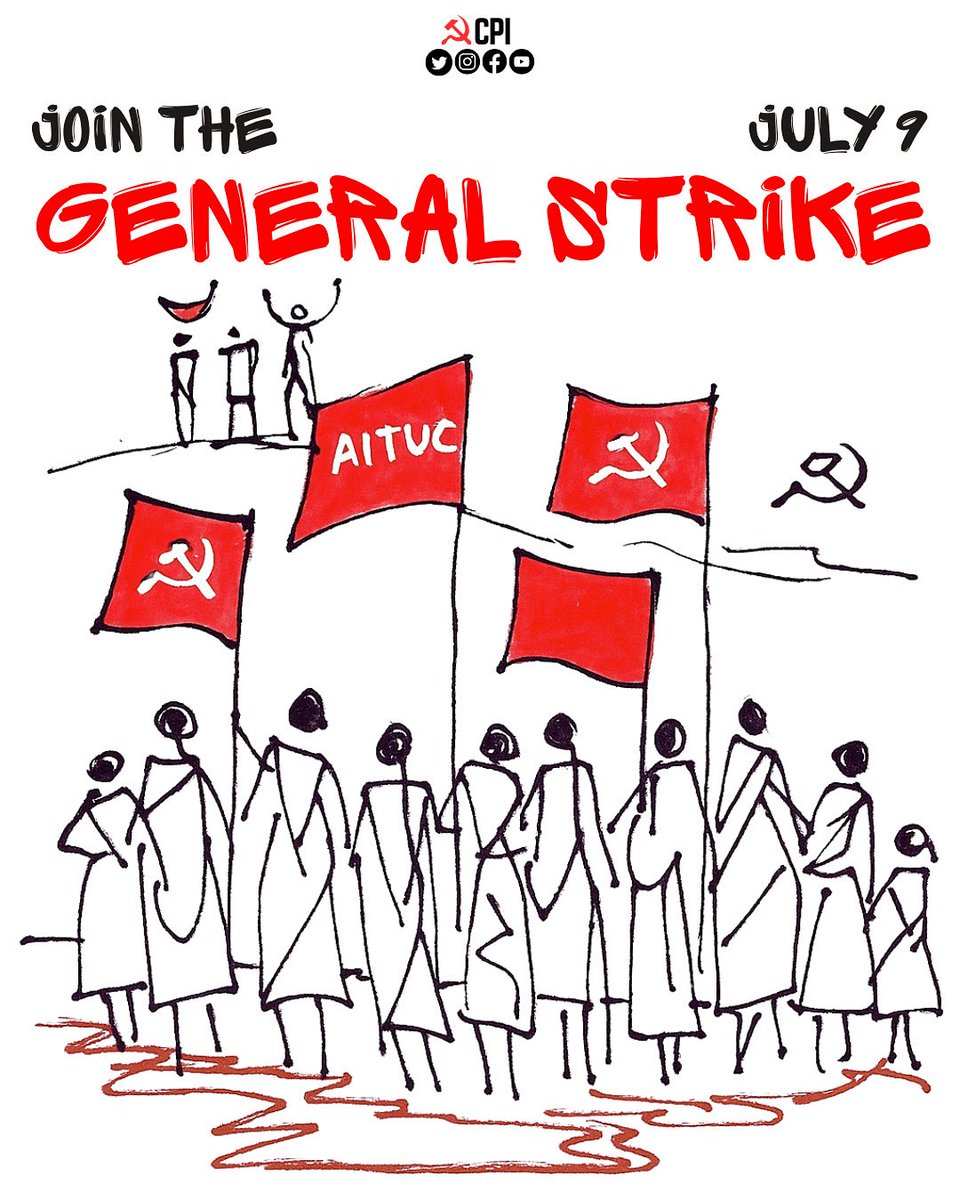 CPI_National's tweet image. July 9 — India will strike back!

Unite! Resist! Win!

#CPI #AITUC #WorkersUnite #July9