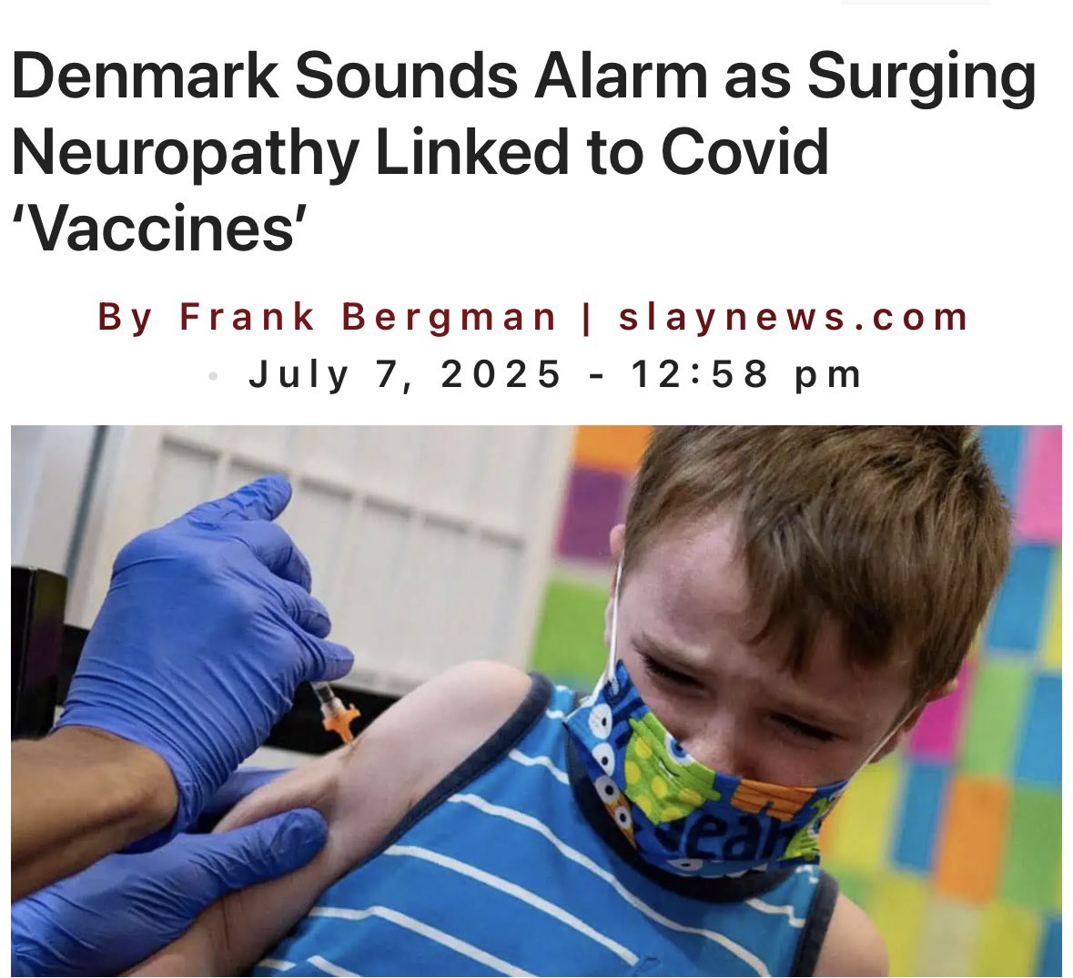 Breaking 🚨: Leading researchers in Denmark are sounding the alarm after uncovering a disturbing link between Covid mRNA “vaccines” and surging cases of disabling neuropathy.

A bombshell new study led by Danish scientists has reignited concerns that the mRNA injections are