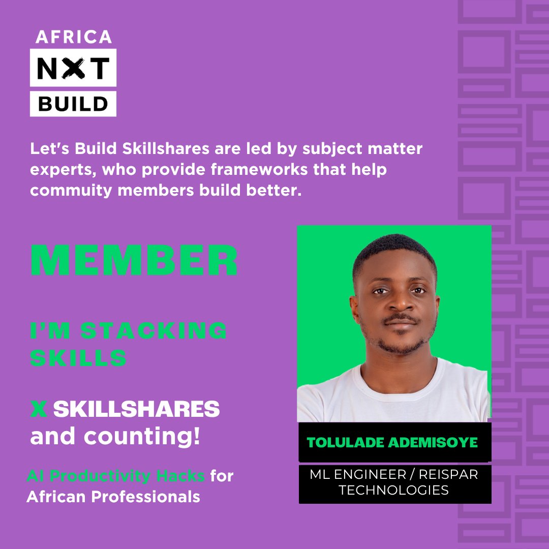 ogtosin's tweet photo. Join me and let’s thrive together!

Join AFRICANXT BUILD @africa_nxt  to start stacking skills: https://t.co/N6Y57p3WK1

#7daystogotime #AFRICANXT #AFRICANXTBUILD #letsbuild https://t.co/BpZbGAw3KX