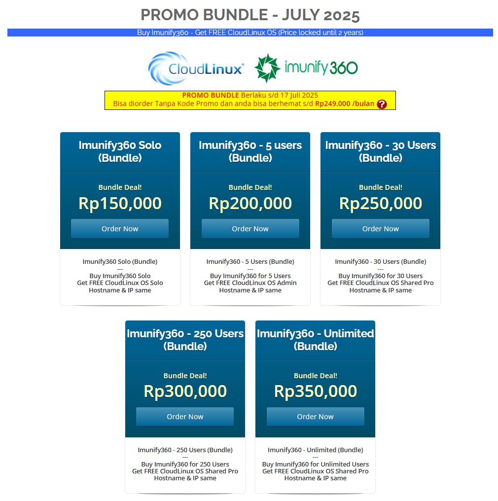 1stserver's tweet image. PROMO BUNDEL - Beli lisensi Imunify360 Gratis lisensi CloudLinux OS, bisa berhemat s/d 249rb / bulan  my.1stserver.com/announcements/… #firstserver #promobundel #promovps #vpsjakarta #imunify360 #cloudlinuxgratis