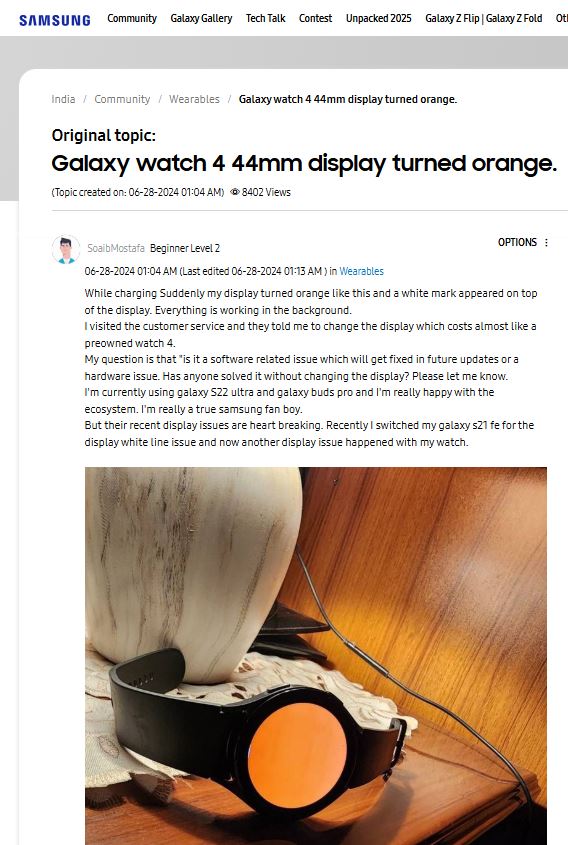 UPDATE:

After SW Update, my Samsung Galaxy Watch 4 (1 years 9 months old) screen went Orange. Great watch. Served me well. Took care of it well.

Authorized Centre says that Watch is in Good Hardware Condition, but because Out of Warranty, Screen to be Replaced costing ₹6600.