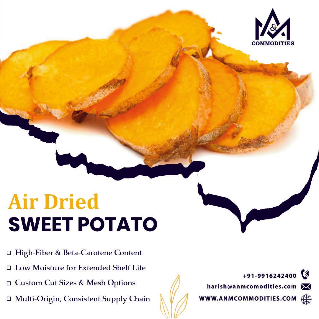 A&amp;M Commodities offers Air Dried Sweet Potato (Cubes &amp; Powder) for food &amp; feed industries.
➡️ Used in soups, pet food, blends
🌍 Key Markets: USA, Germany, UAE
📦 Bulk Ready | OEM Available
DM or WhatsApp: [buff.ly/g1SXTpw]
#SweetPotatoPowder #B2BExport #FoodIngredients