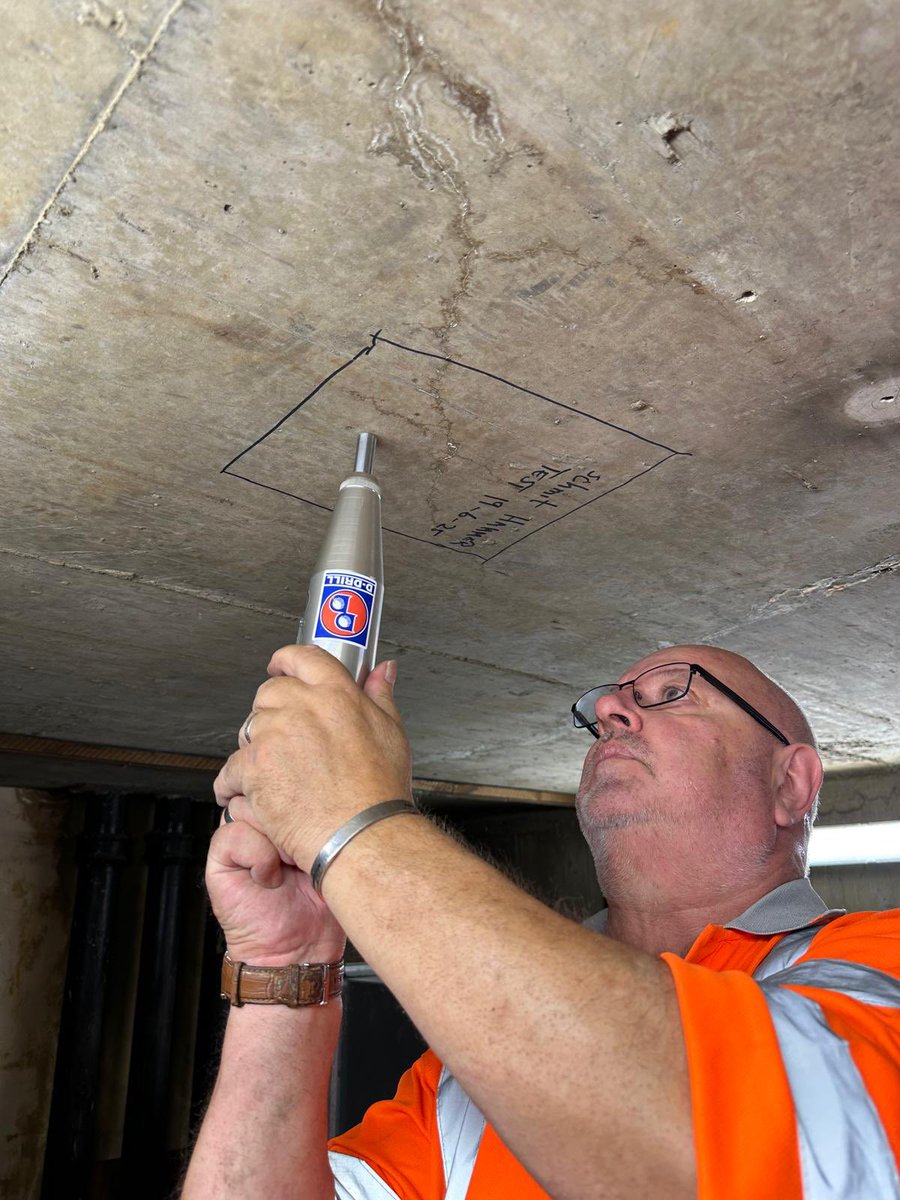 Carrying out a ‘Schmidt Hammer’ testing on concrete wall, concrete beam &amp; plant room soffit.

All quoted ☑️  approved &amp; accepted ☑️ work booked in  ☑️  testing carried out &amp; completed  ☑️ report issued ☑️ 

All within 1️⃣ week 🤯

#concrete #structure #testing