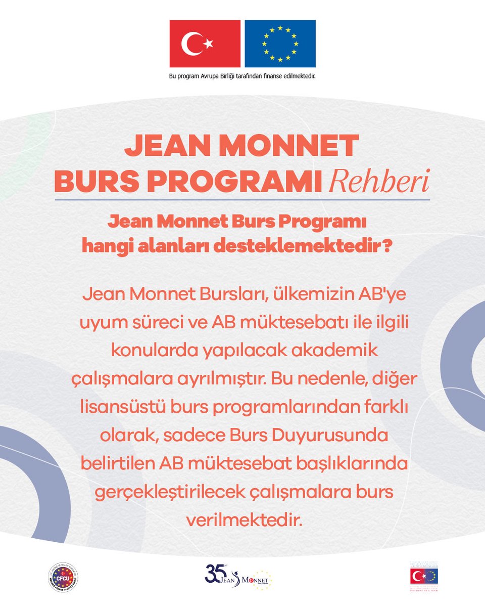 JEAN MONNET BURSU (@jeanmonnetbursu) on Twitter photo Jean Monnet Burs Programı hangi alanları desteklemektedir?
Detaylı bilgi için profilimizdeki linkten sitemizi ziyaret edebilirsiniz.
#jeanmonnetbursu #jeanmonnet #jeanmonnetbursiyerleri #avrupabirliği
<a href="/ABBaskanligi/">T.C. Dışişleri Bakanlığı Avrupa Birliği Başkanlığı</a> <a href="/EUDelegationTur/">AB Türkiye Delegasyonu🇪🇺EU Delegation to Türkiye</a> <a href="/cfcuturkiye/">Central Finance and Contracts Unit</a> Jean Monnet Burs Programı hangi alanları desteklemektedir?
Detaylı bilgi için profilimizdeki linkten sitemizi ziyaret edebilirsiniz.
#jeanmonnetbursu #jeanmonnet #jeanmonnetbursiyerleri #avrupabirliği
<a href="/ABBaskanligi/">T.C. Dışişleri Bakanlığı Avrupa Birliği Başkanlığı</a> <a href="/EUDelegationTur/">AB Türkiye Delegasyonu🇪🇺EU Delegation to Türkiye</a> <a href="/cfcuturkiye/">Central Finance and Contracts Unit</a>
