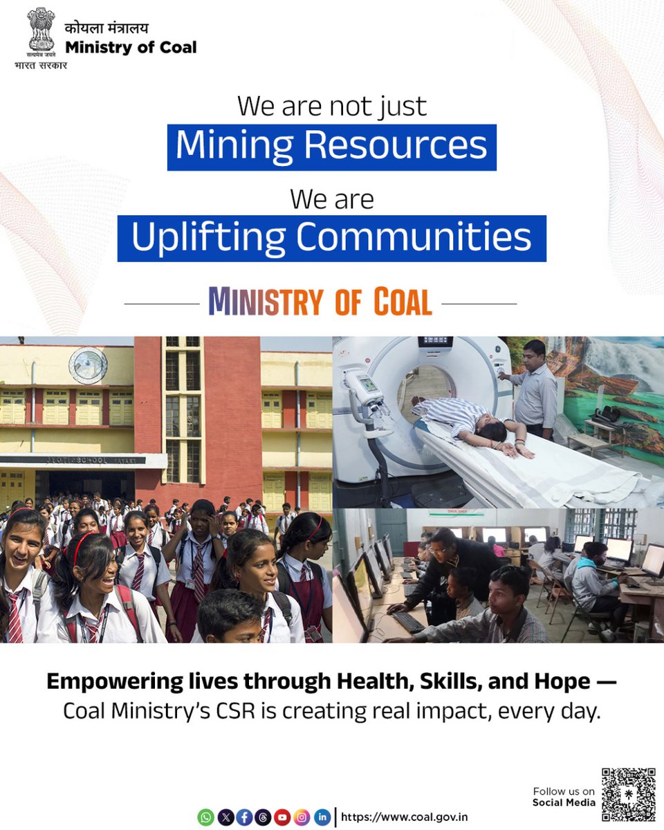 We are not just mining coal,we are mining potential, purpose, and progress.

From healthcare to education, skills to self-reliance – 
Coal Ministry’s CSR is touching lives and transforming futures.

Because true development is when communities rise with the sector.