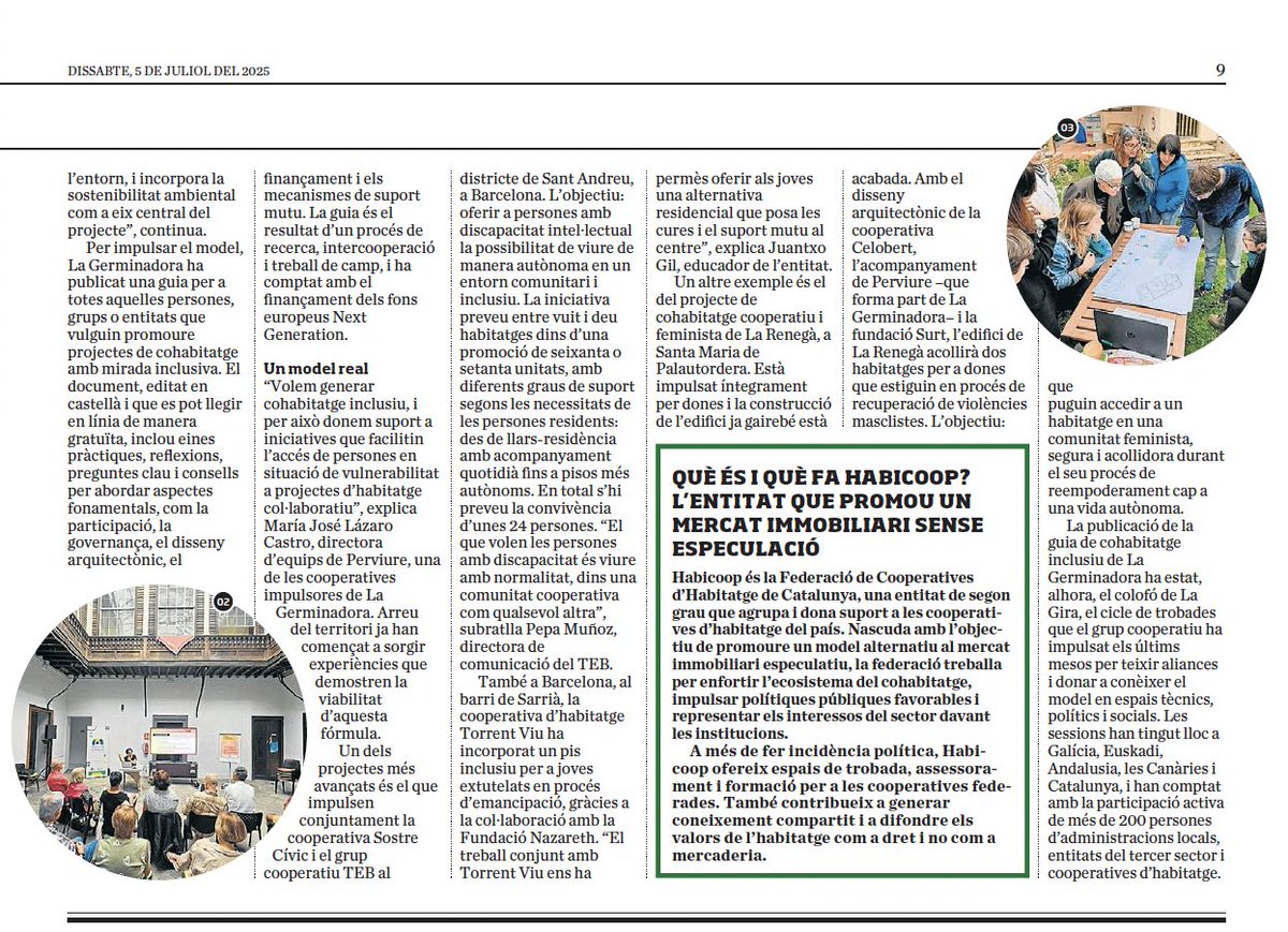 🗞️🏘️ Aquest dissabte, el <a href="/diariARA/">diariARA</a> va publicar un reportatge sobre el #cohabitatgeinclusiu i la feina que fem amb <a href="/Lagerminadora_/">Lagerminadora_</a> per impulsar el model arreu d'Espanya. 

✅ La fórmula alternativa per viure en comunitat i diversitat!

🔗 Llegeix-lo: 
ara.cat/especials/coop…