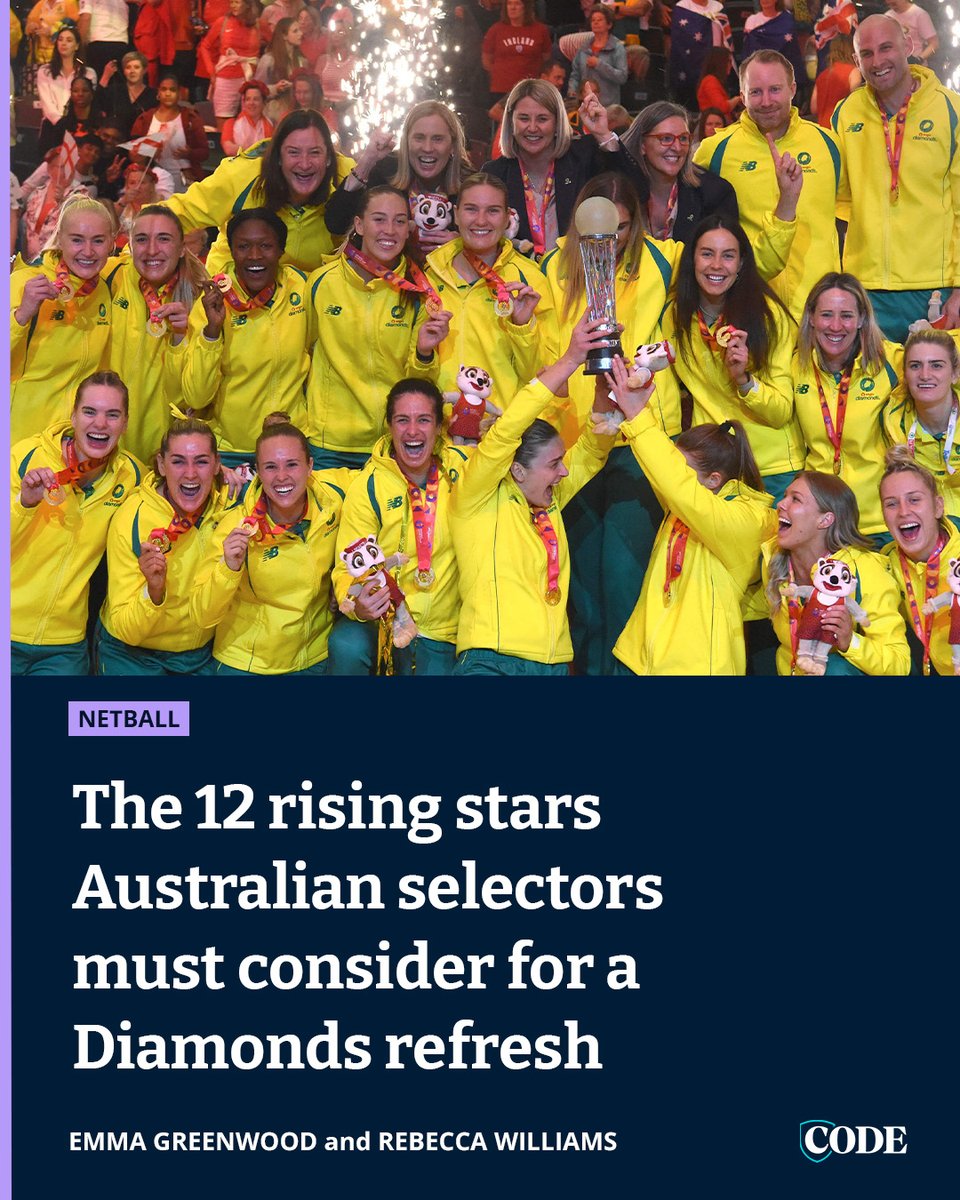 CODE Netball (@codenetball) on Twitter photo These are the 12 players Diamonds coach Stacey Marinkovich and her selectors must consider if Australia is to defend the World Cup on home soil in 2027 ➡️ bit.ly/3Ian2TN
✍️: <a href="/EmmaGreenwood12/">Emma Greenwood</a> and <a href="/BecHeraldSun/">Rebecca Williams</a> These are the 12 players Diamonds coach Stacey Marinkovich and her selectors must consider if Australia is to defend the World Cup on home soil in 2027 ➡️ bit.ly/3Ian2TN
✍️: <a href="/EmmaGreenwood12/">Emma Greenwood</a> and <a href="/BecHeraldSun/">Rebecca Williams</a>
