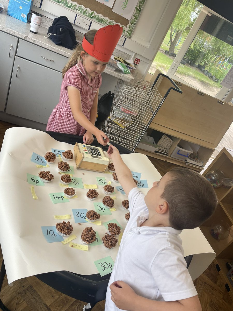 We made our own crispy cakes to sell in our shop. We then bought  them back using the correct money to eat and enjoy #rcpmaths